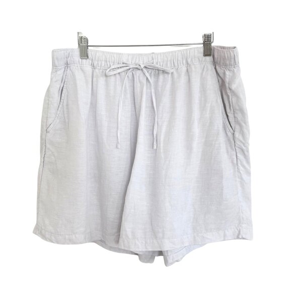 Tahari Shorts Women 1X White Linen Pockets Elastic Waist Lightweight - Picture 2 of 10